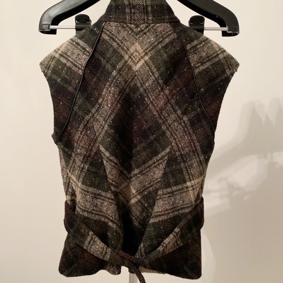 plaid vest tweed wool full zip cabi - Picture 2 of 3